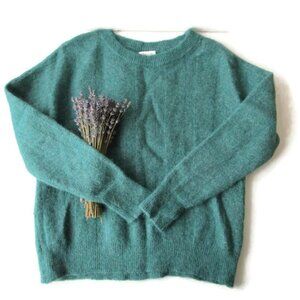 Alpaca Wool Blend Sweater Green Wool Sweater Jumper Natural Woolen Pullover 00s